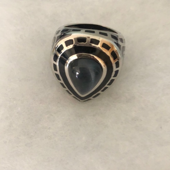 Black eye stone silver ring - Picture 1 of 2